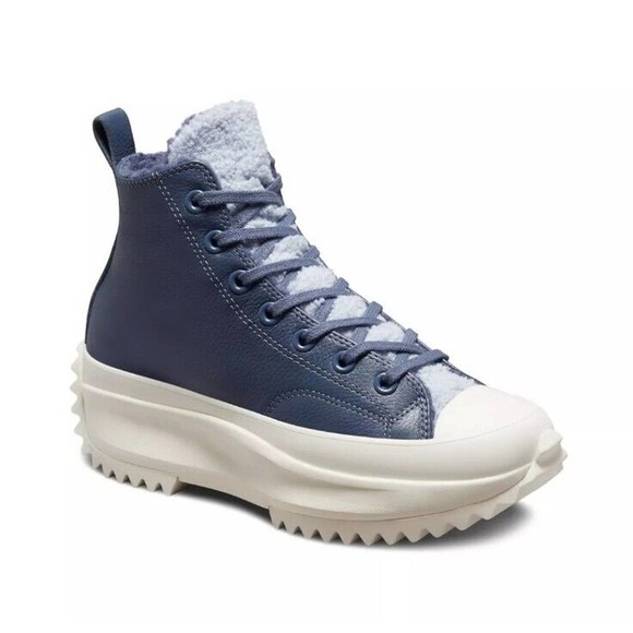 Converse Run Star Hike Hi Steel Concord Blue Leather Platform Women's Size 7.5 - Picture 3 of 10